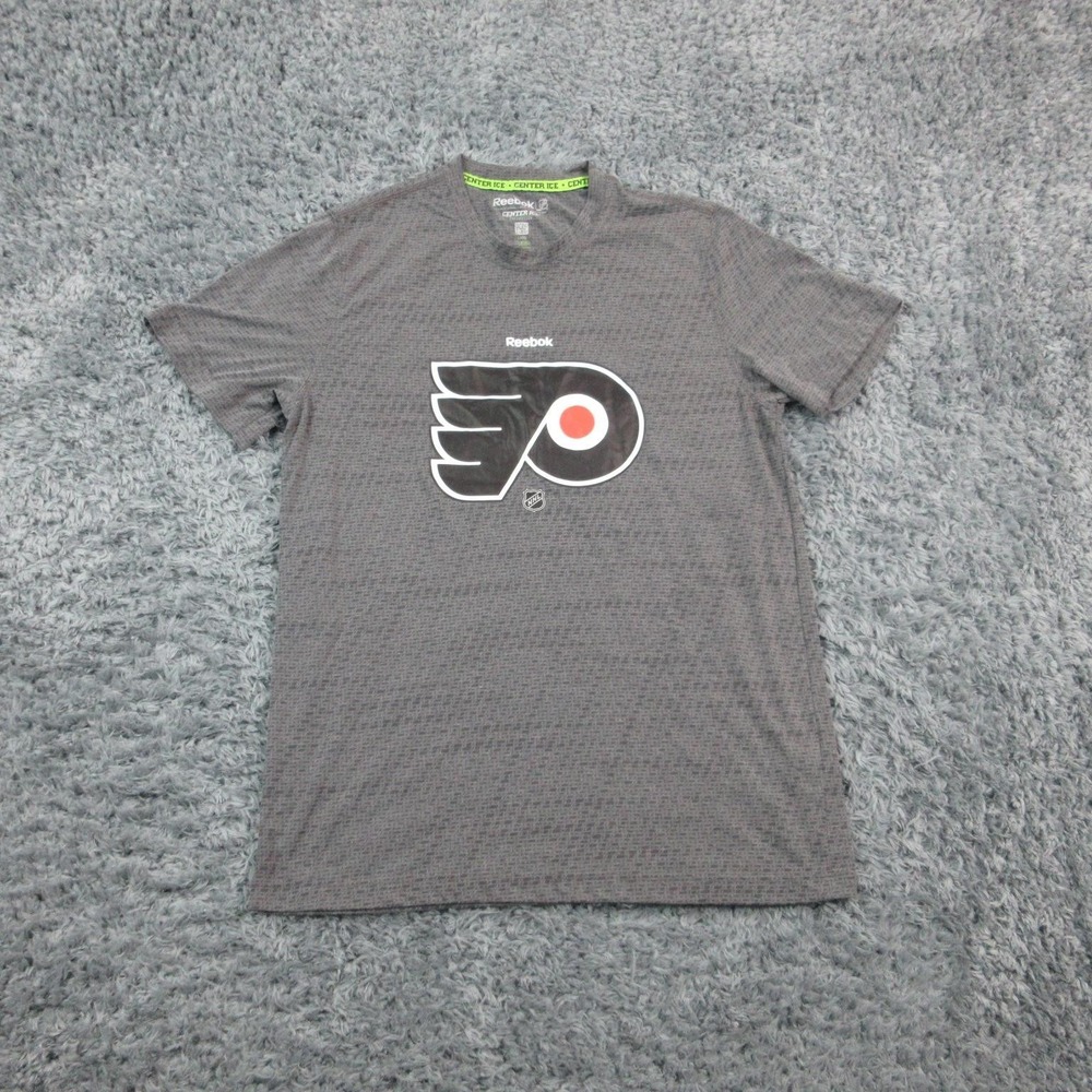 Philadelphia Flyers Shirt Mens Large Gray NHL Hockey Center Ice Reebok T-Shirt
